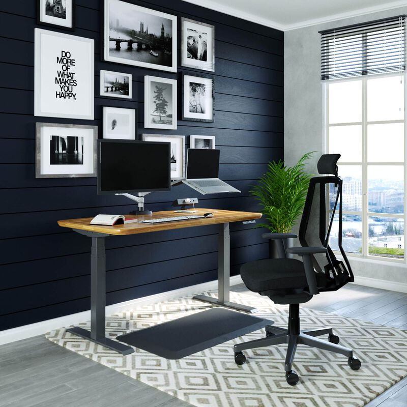 Sit-Stand Complete Workspace in a home office setting.  image number null