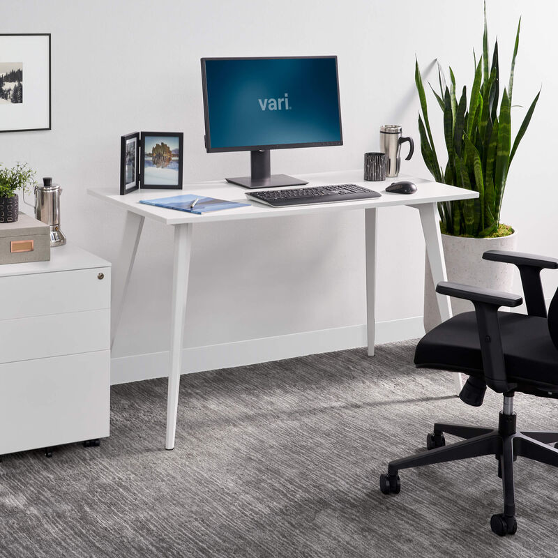 white essential desk 48 by 24 4 leg in office setting image number null