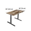 Electric Standing Desk 48x30 Reclaimed Wood is 30 inches deep and 48 inches wide