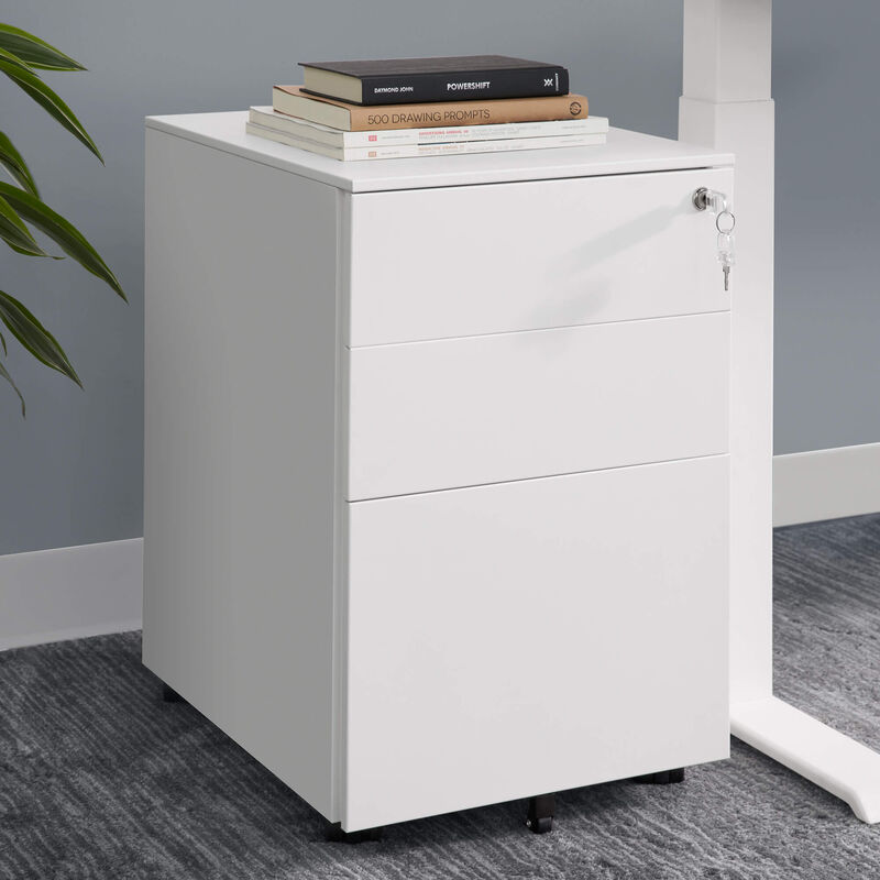 white essential file cabinet in office setting image number null