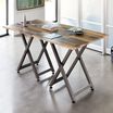 Two Standing Meeting Tables Reclaimed Wood joined together in office