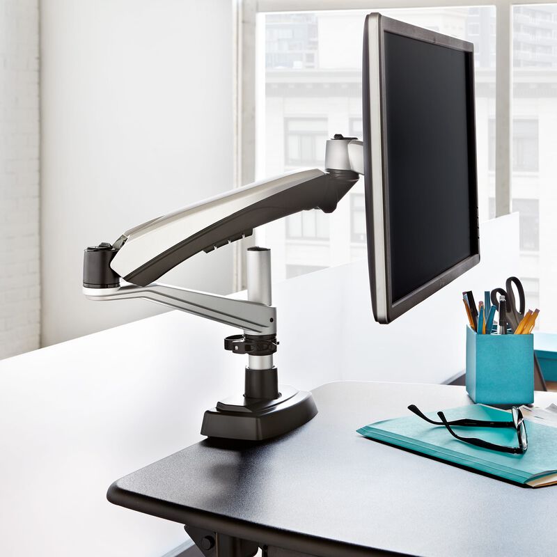 Single-Monitor Arm mounted to desk with monitor image number null