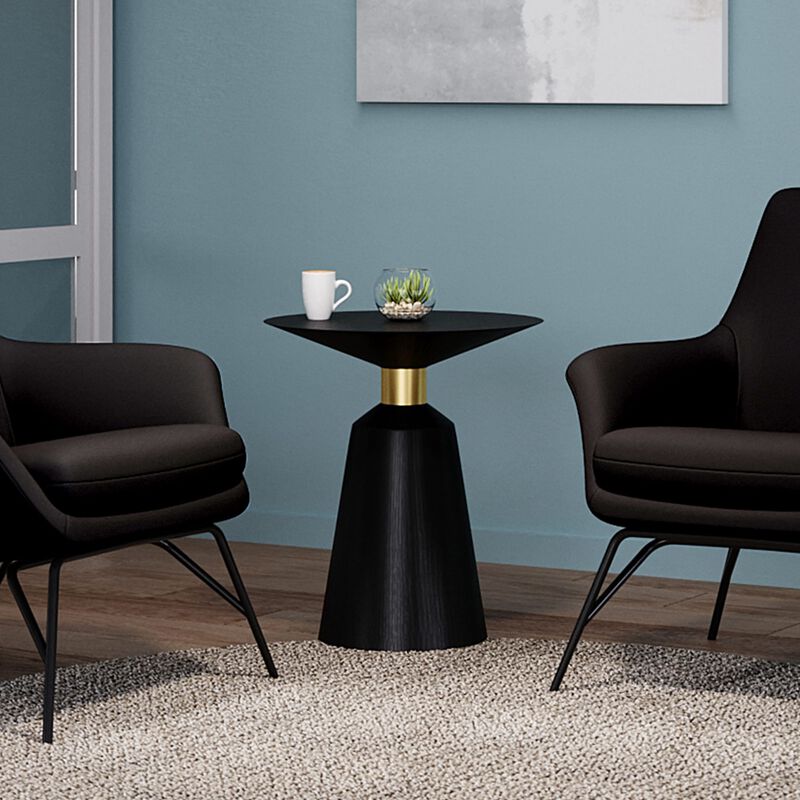 pedestal side table in black in office setting image number null