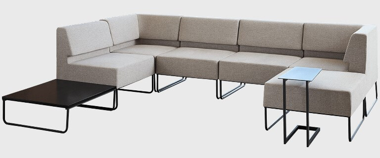 sectional sofa with various tables
